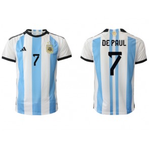 Maillot de foot Argentine Rodrigo de Paul #7 Domicile Monde 2022 Manches Courte